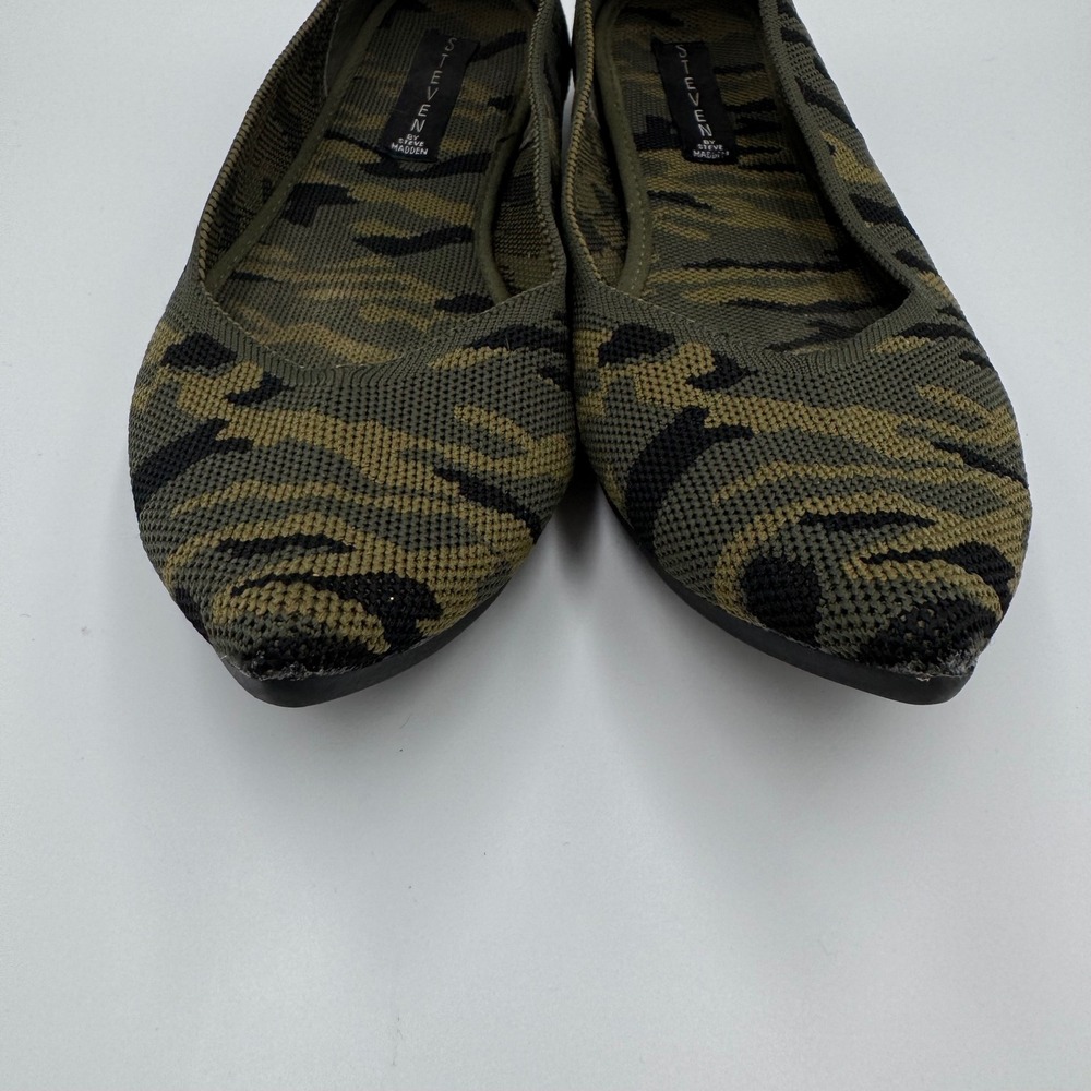 Steven by Steve Madden Rosy Flats Women 10 Green Camo Knit Pointed Toe Shoes - Picture 3 of 7